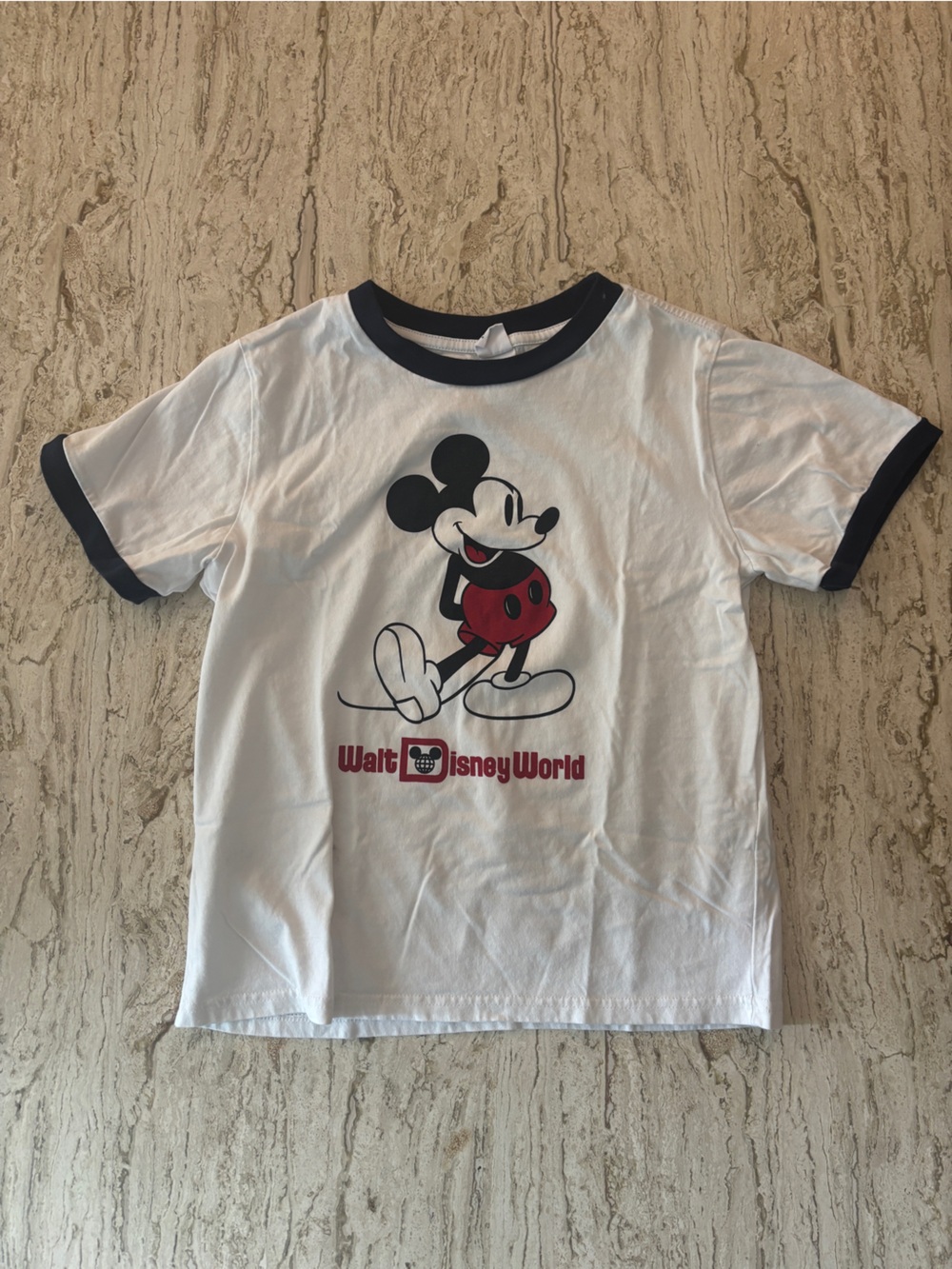Disney Mickey Mouse Walt Disney World Ringer T-Shirt XL White Black Red